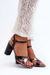 Women's Eco Leather Stiletto Heel Sandals with Intertwining Straps - Elegant Comfort