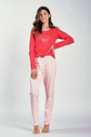 Luxurious Women's Cotton Pyjamas Set - Elegant Long Sleeved Blouse & Stylish Printed Pants