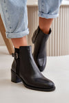 Elegant Women's Eco Leather Ankle Boots with Zipper And Buckle Detail - Perfect for Autumn & Winter