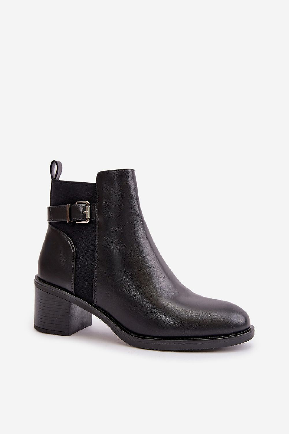 Elegant Women's Eco Leather Ankle Boots with Zipper And Buckle Detail - Perfect for Autumn & Winter
