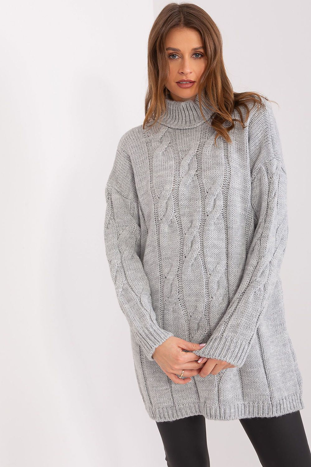 Elegant Turtleneck Dress with Mixed Wool and Acrylic Blend for Everyday Glamour