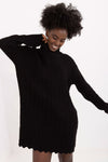 Elegant Mini Knitted Turtleneck Dress - Soft Acrylic & Wool Blend for Everyday Style