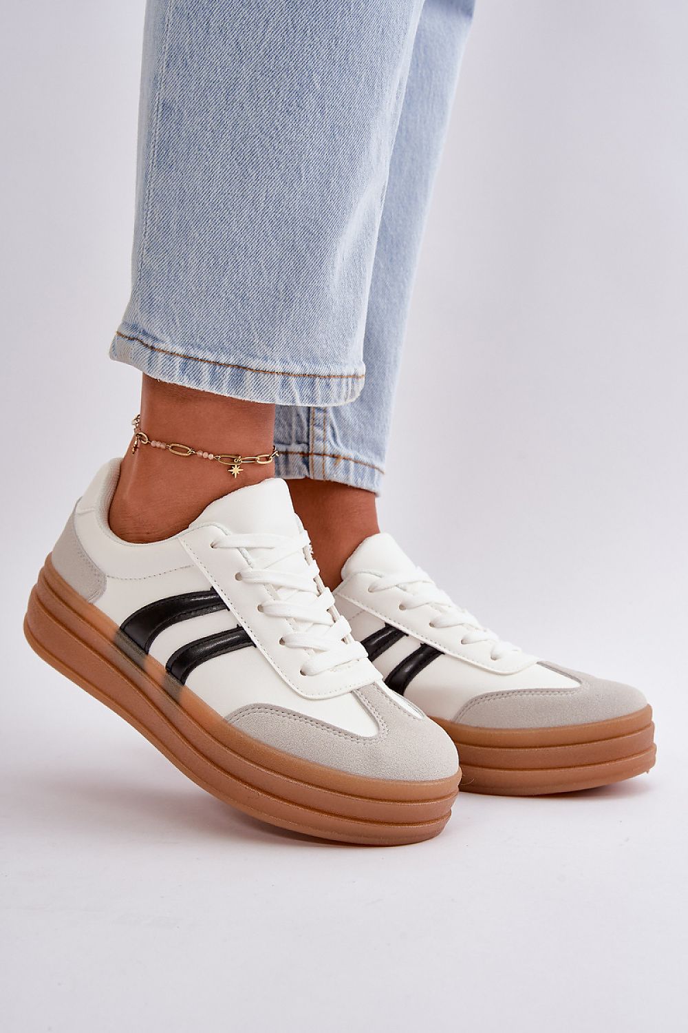 Trendy Platform Sneakers for Women - Stylish Imitation Leather with 7cm Upper Height