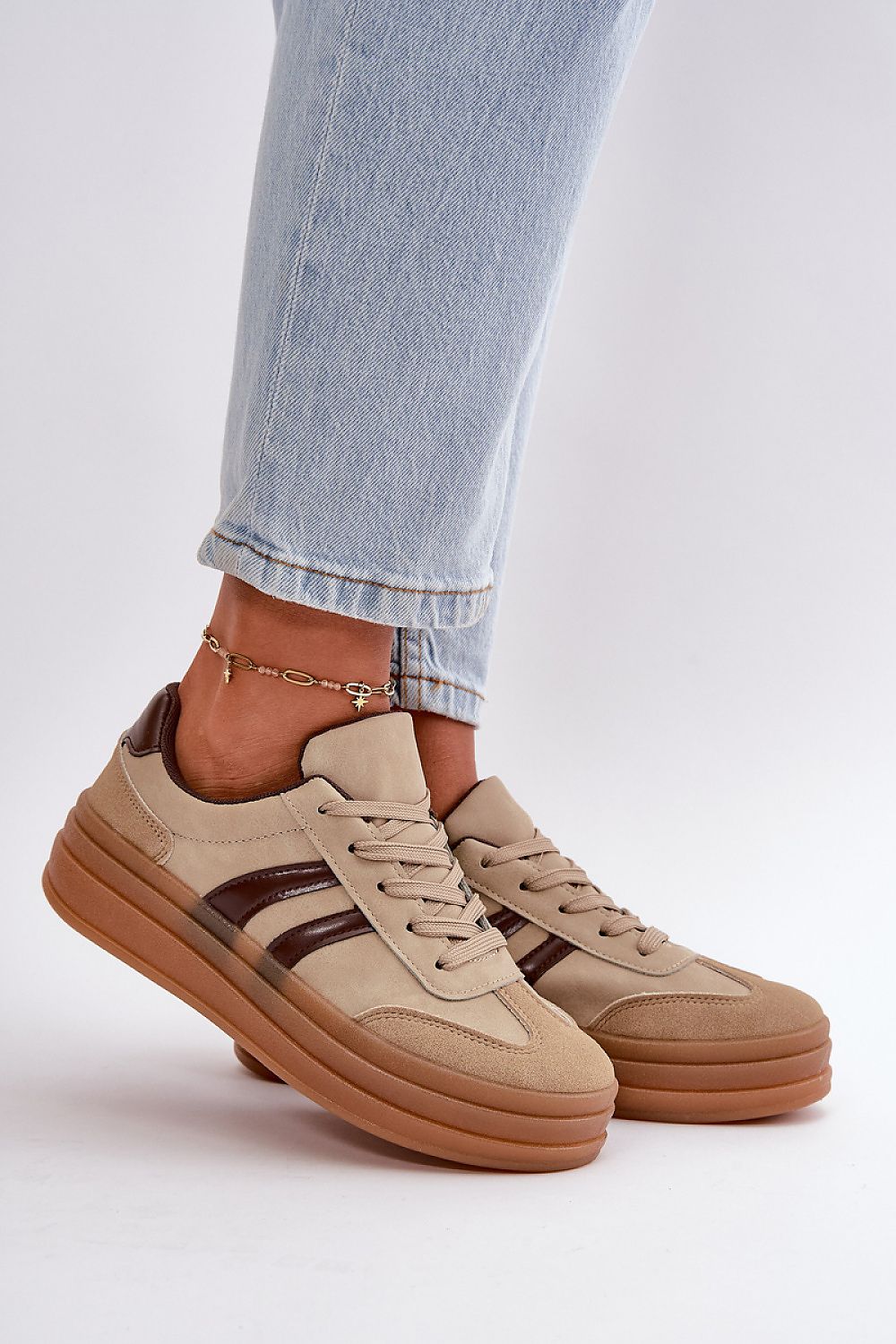 Trendy Platform Sneakers for Women - Stylish Imitation Leather with 7cm Upper Height