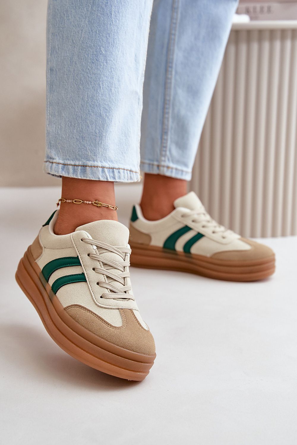 Trendy Platform Sneakers for Women - Stylish Imitation Leather with 7cm Upper Height