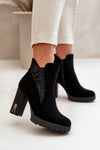 Elegant Women's High Heel Ankle Boots with Embroidery and Insulated Comfort – Step In Style