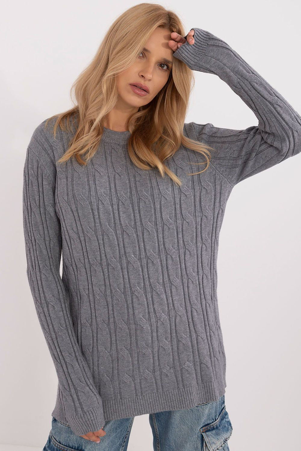 Women's AT Casual Sweater - Soft Viscose Blend, Long Sleeves, Classic Round Neckline, Versatile Style