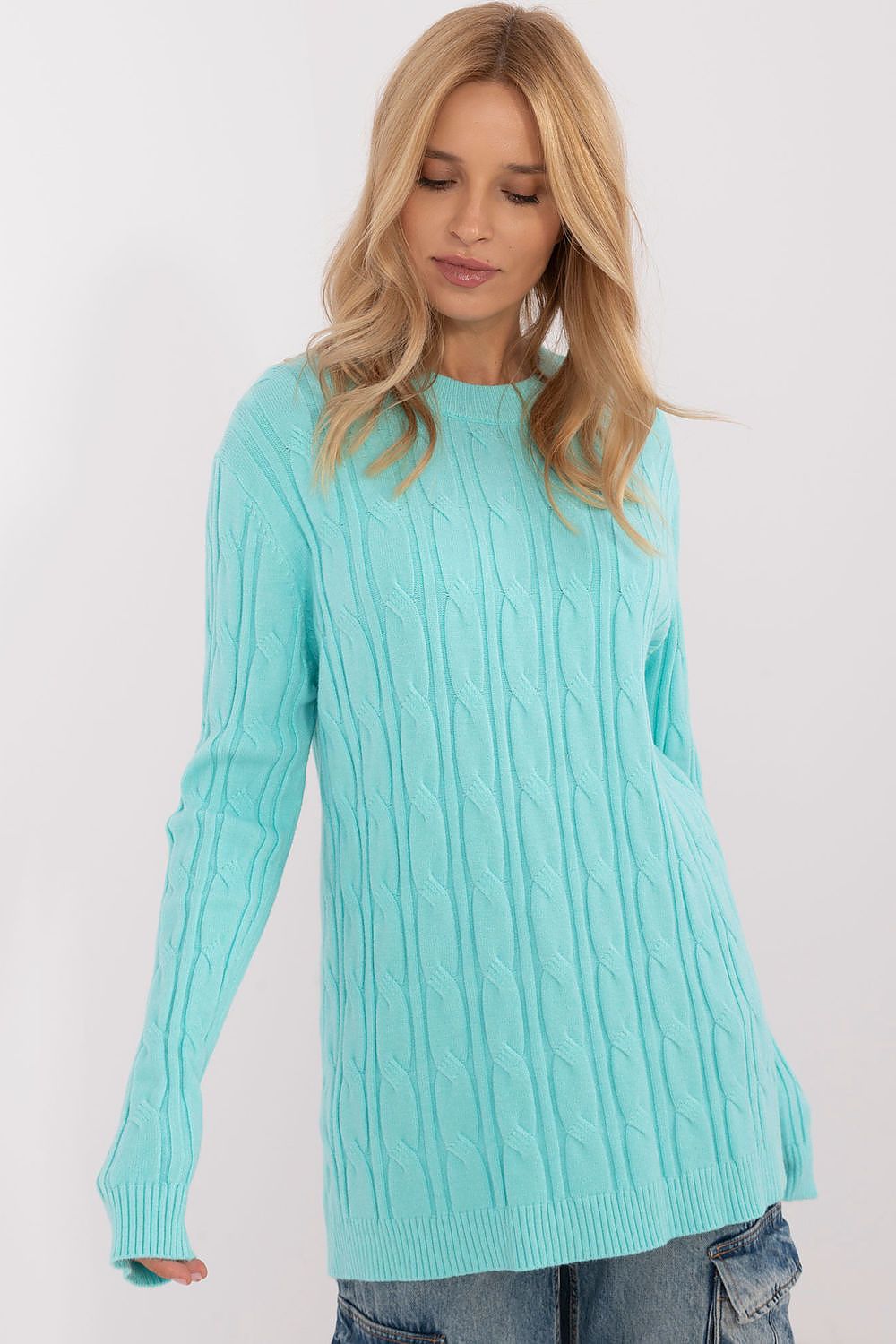 Women's AT Casual Sweater - Soft Viscose Blend, Long Sleeves, Classic Round Neckline, Versatile Style