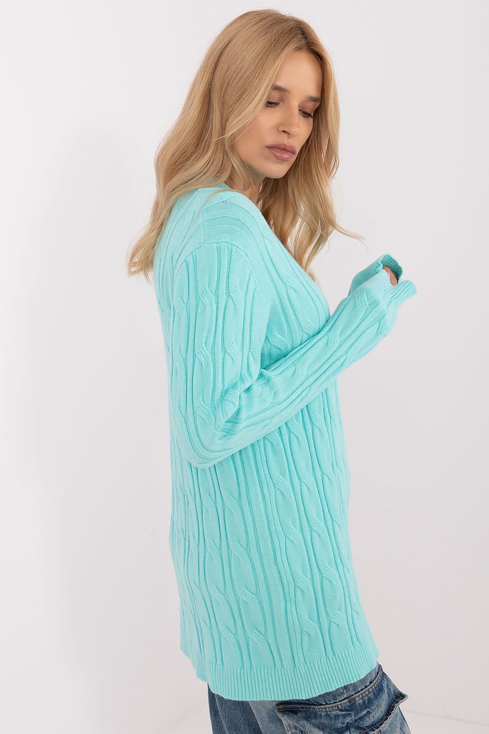 Women's AT Casual Sweater - Soft Viscose Blend, Long Sleeves, Classic Round Neckline, Versatile Style