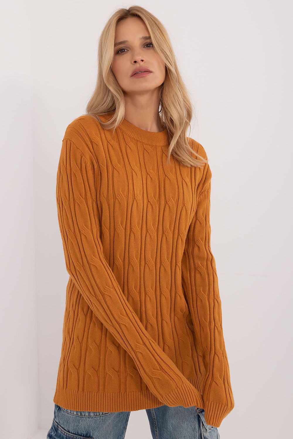 Women's AT Casual Sweater - Soft Viscose Blend, Long Sleeves, Classic Round Neckline, Versatile Style