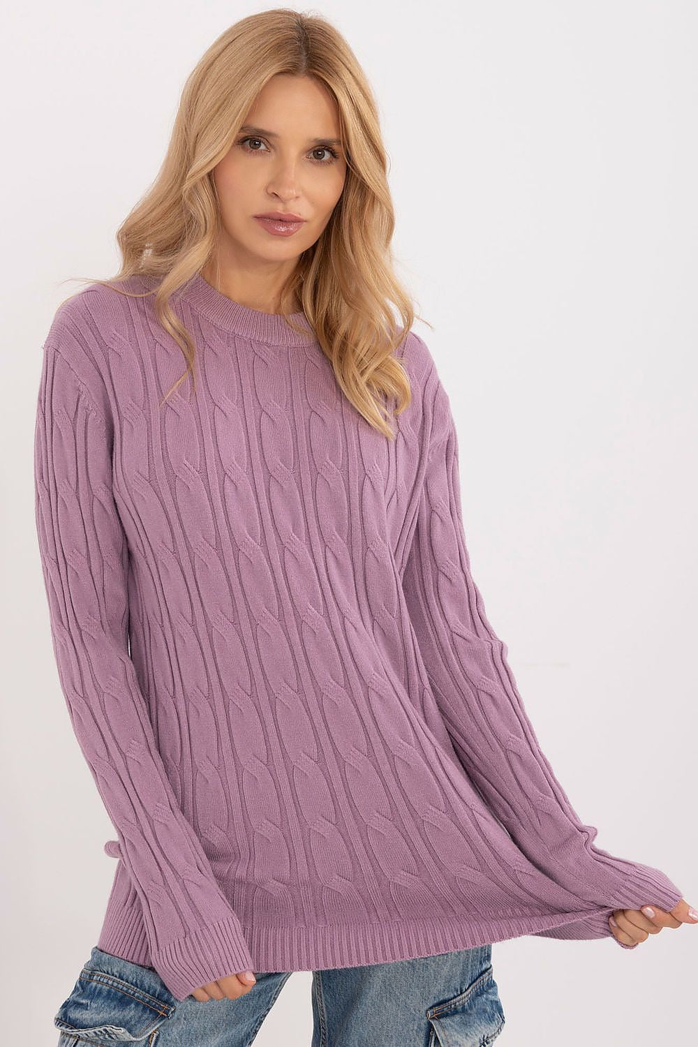 Women's AT Casual Sweater - Soft Viscose Blend, Long Sleeves, Classic Round Neckline, Versatile Style