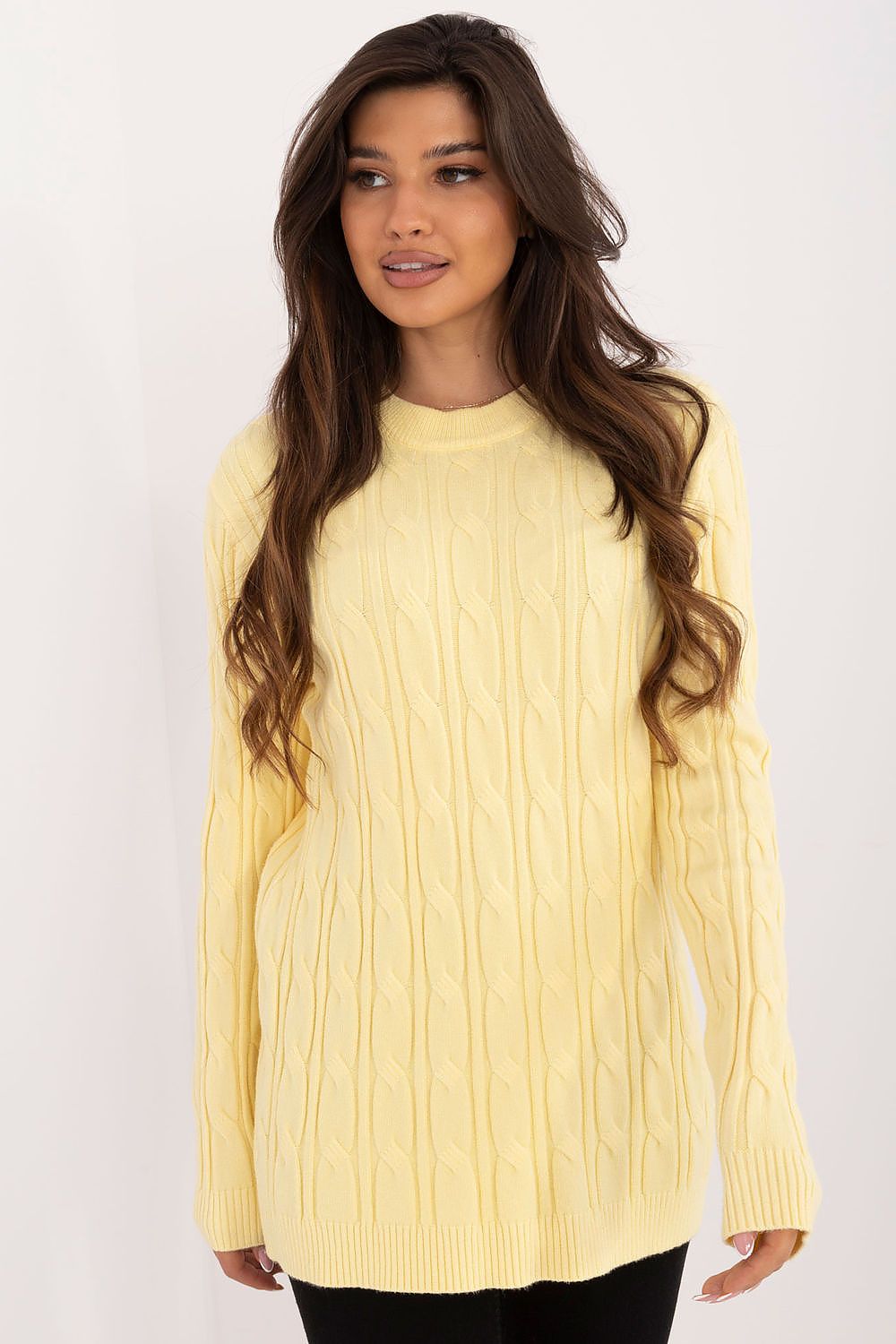 Women's AT Casual Sweater - Soft Viscose Blend, Long Sleeves, Classic Round Neckline, Versatile Style