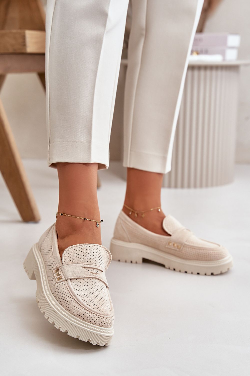 Elegant Women's Eco Suede Loafers with Rounded Toes, Breathable Design, Comfort Flat Heel