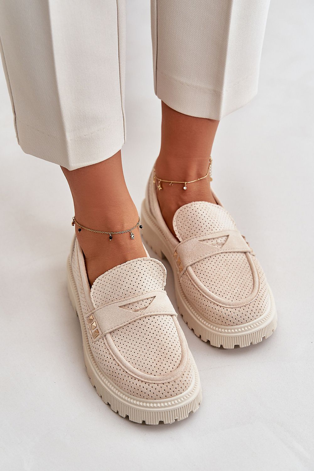 Elegant Women's Eco Suede Loafers with Rounded Toes, Breathable Design, Comfort Flat Heel
