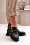 Vinceza Women's Elegant Leather Loafers with Decorative Strap - Comfortable & Stylish