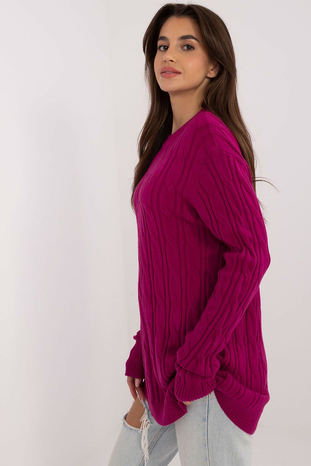 Women's AT Casual Sweater - Soft Viscose Blend, Long Sleeves, Classic Round Neckline, Versatile Style
