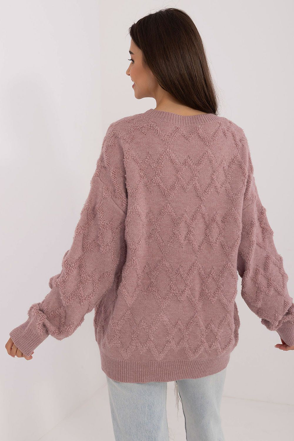 Elegant Ladies' Casual Sweater with Varied Texture, Long Sleeves, and Round Neckline