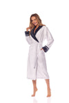 Elegant L&L Collection Women's Bathrobe - Soft Polyester, Comfortable Fit, Stylish Piping & Pockets