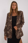 Elegant Women's Animal Motif Blazer by Italy Moda – Lightweight Polyester & Elastane Design