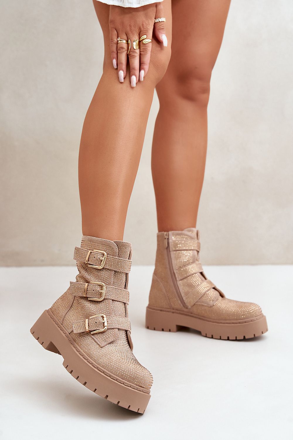 Luxury Women's Ankle Boots with Adjustable Straps, Zipper Fastening, 16 cm Upper Height