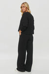 Luxury Makadamia Tracksuit Set - Comfortable Oversized Sweatshirt & Wide Leg Trousers