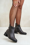 Elegant Natural Leather Ankle Boots With Zip Closure And Decorative Strap, 7Cm Heel