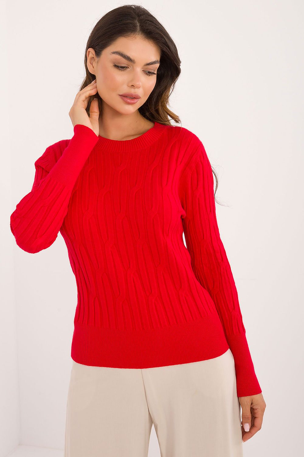 Elegant Casual Women's Sweater - Soft Viscose, Nylon & Polyester Blend, Round Neck, Long Sleeves