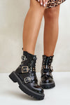 Stylish Women's Eco Leather Ankle Boots with Decorative Straps and Zipper Fastening