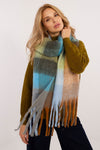 Elegant 220Cm Polyester Scarf with Classic Check Pattern and Decorative Tassels