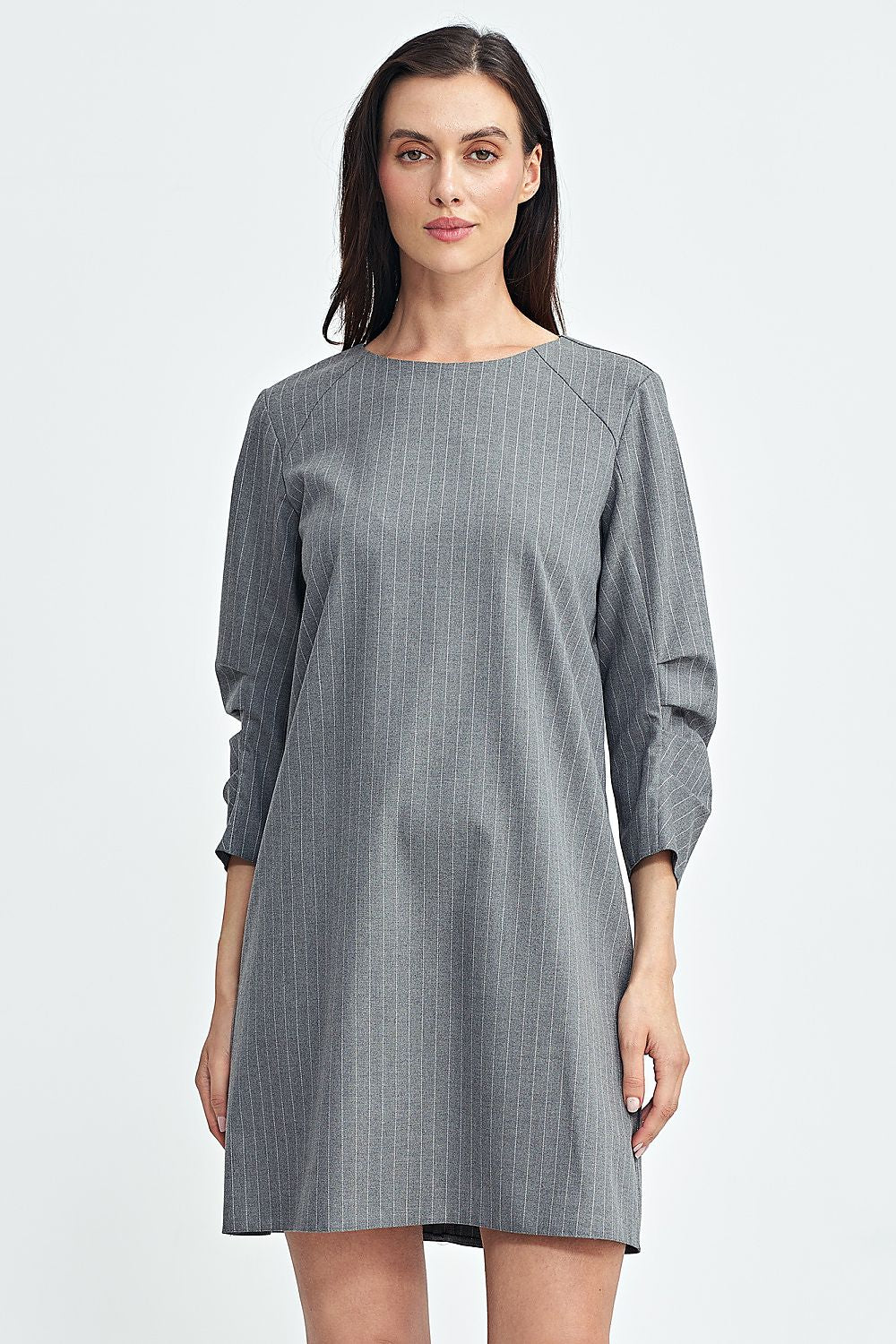 Elegant A-Line Daydress with 3/4 Sleeves and Contrasting Tennis Stripes by Nife