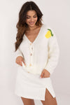 Elegant Ladies' Cardigan by Italy Moda - Unique Print, V-Neck, Warm Blend of Acrylic, Wool & Viscose
