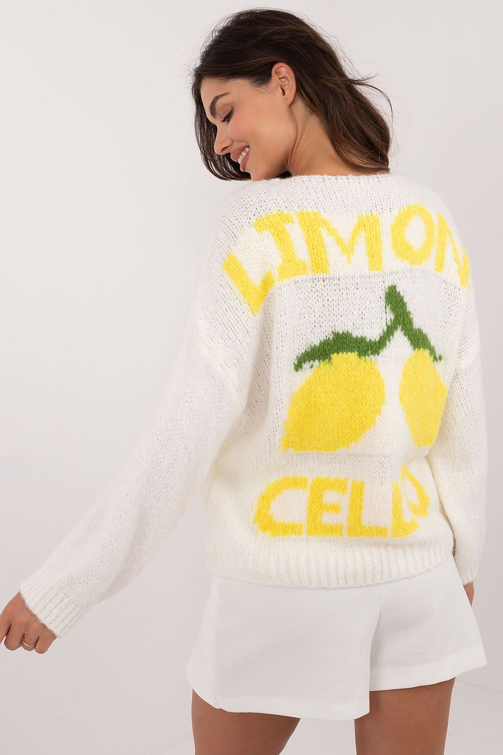 Elegant Ladies' Cardigan by Italy Moda - Unique Print, V-Neck, Warm Blend of Acrylic, Wool & Viscose