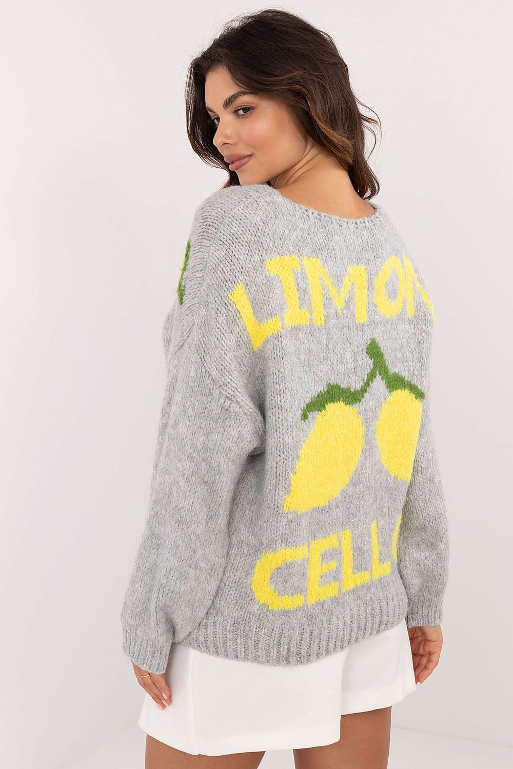 Elegant Ladies' Cardigan by Italy Moda - Unique Print, V-Neck, Warm Blend of Acrylic, Wool & Viscose
