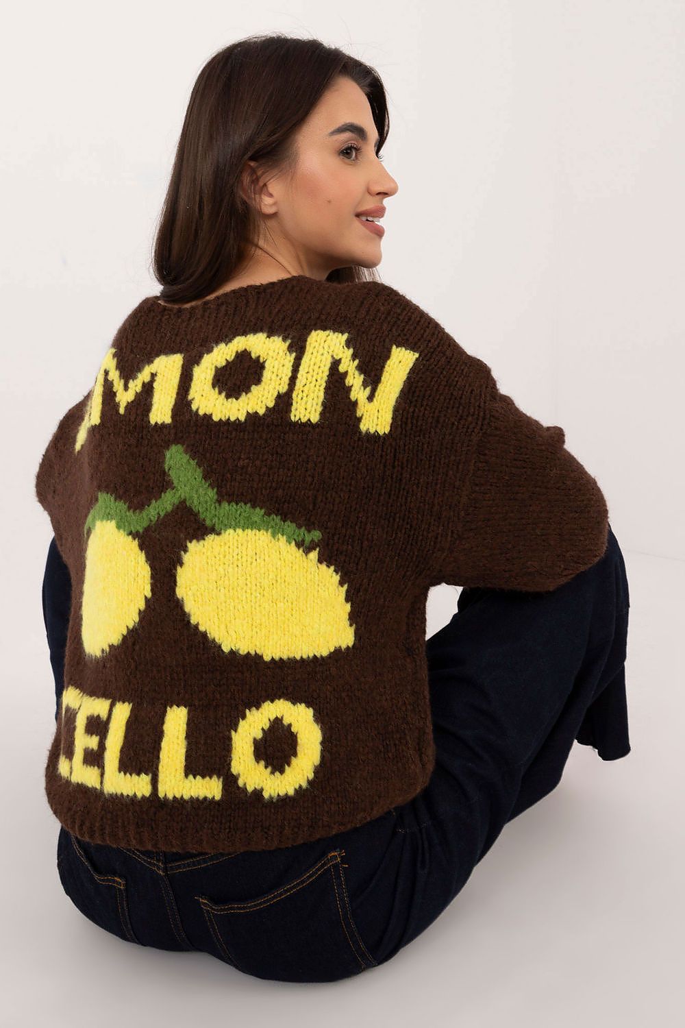 Elegant Ladies' Cardigan by Italy Moda - Unique Print, V-Neck, Warm Blend of Acrylic, Wool & Viscose