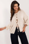 Elegant Women's Casual Cardigan Sweater with Three-Tie Binding and 3/4 Sleeves by Italy Moda