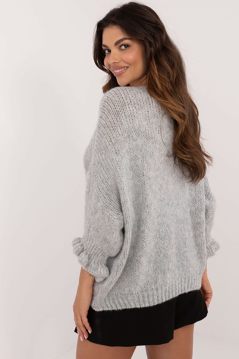Elegant Women's Casual Cardigan Sweater with Three-Tie Binding and 3/4 Sleeves by Italy Moda
