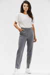 Elegant Gray Cigarette Pants with White Pinstripe for Women – Tailored Fit by Awama