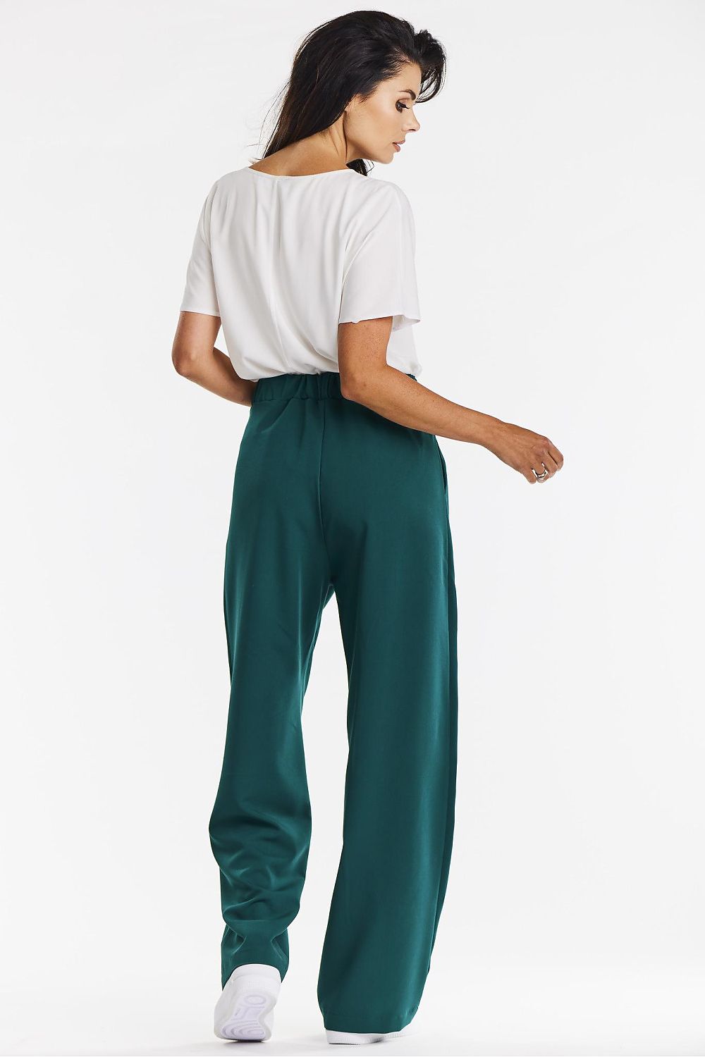 Elegant Gray Wide-Leg Trousers for Women - Comfort Fit Viscose Fabric by Awama