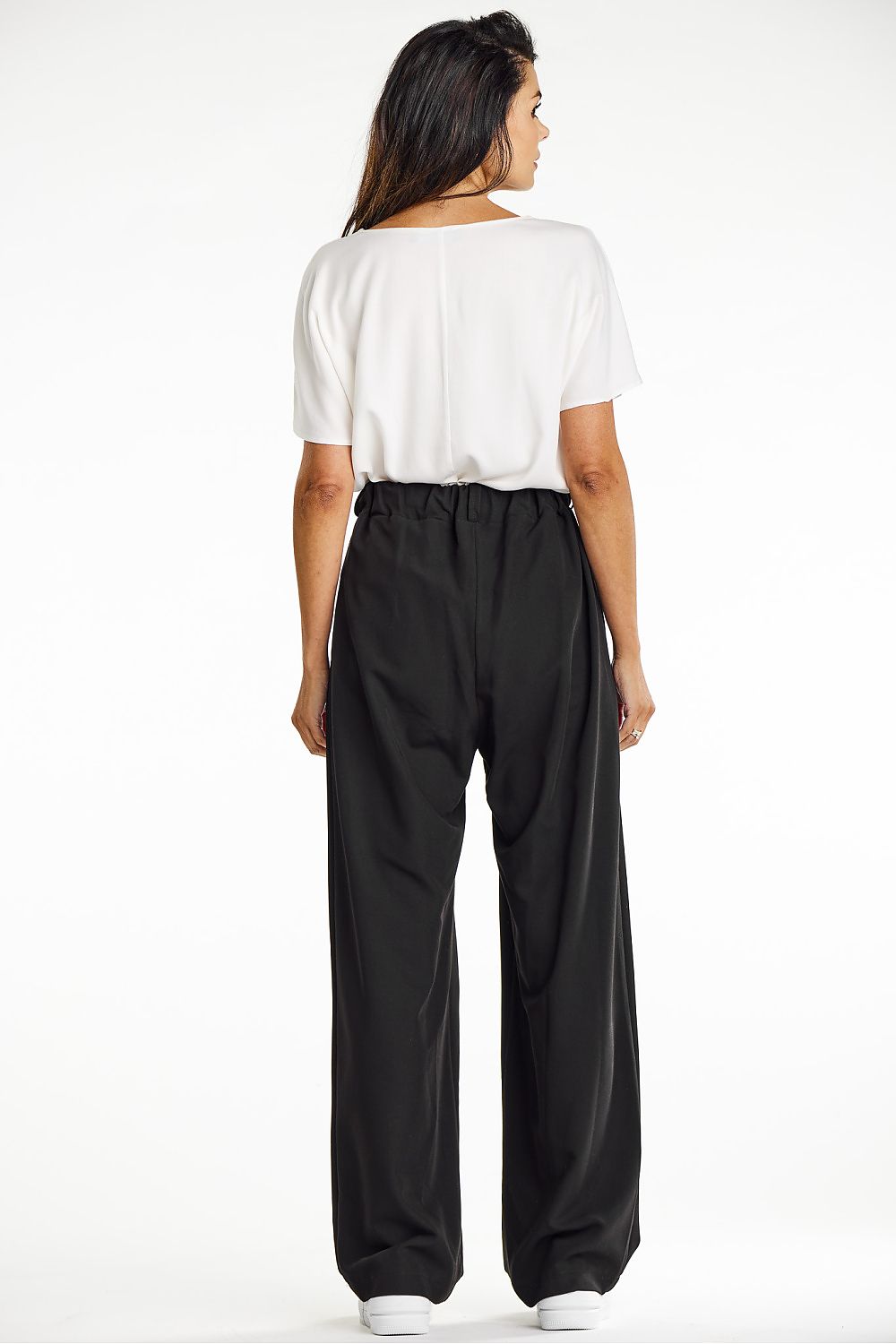 Elegant Gray Wide-Leg Trousers for Women - Comfort Fit Viscose Fabric by Awama