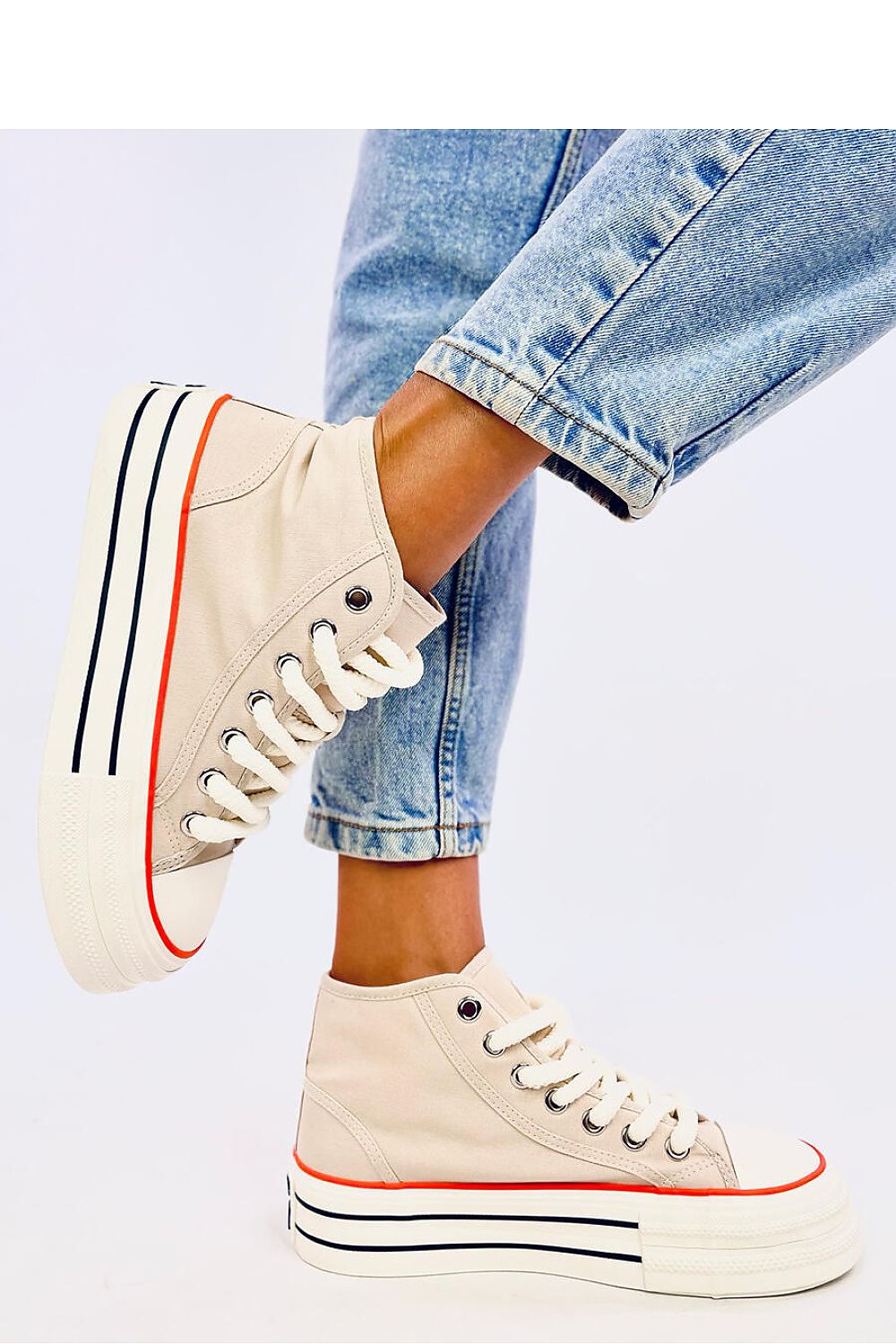 Women's Inello Ankle Sneakers on Platform, Comfortable Fabric with Thick Laces - Sizes EU 36-41