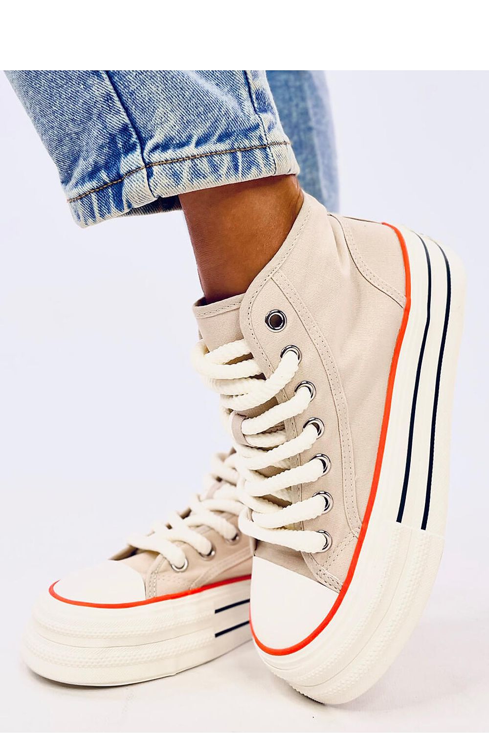 Women's Inello Ankle Sneakers on Platform, Comfortable Fabric with Thick Laces - Sizes EU 36-41