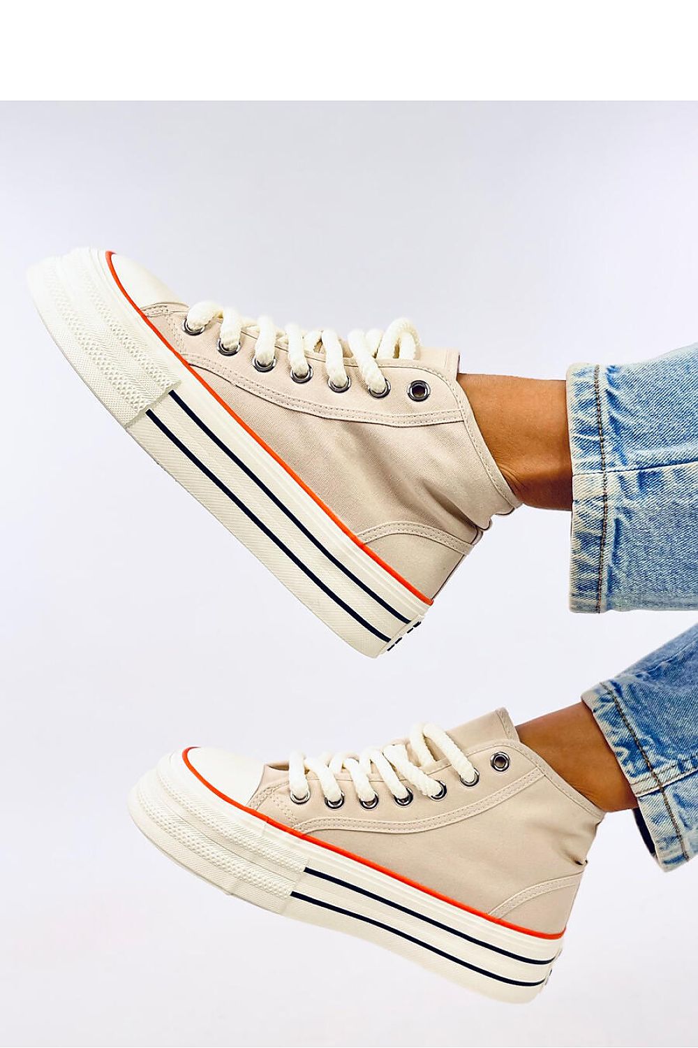 Women's Inello Ankle Sneakers on Platform, Comfortable Fabric with Thick Laces - Sizes EU 36-41