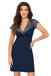 Elegant Viscose Nightshirt by Donna with Deep V-Neck and Lace Detailing – Luxurious Comfort