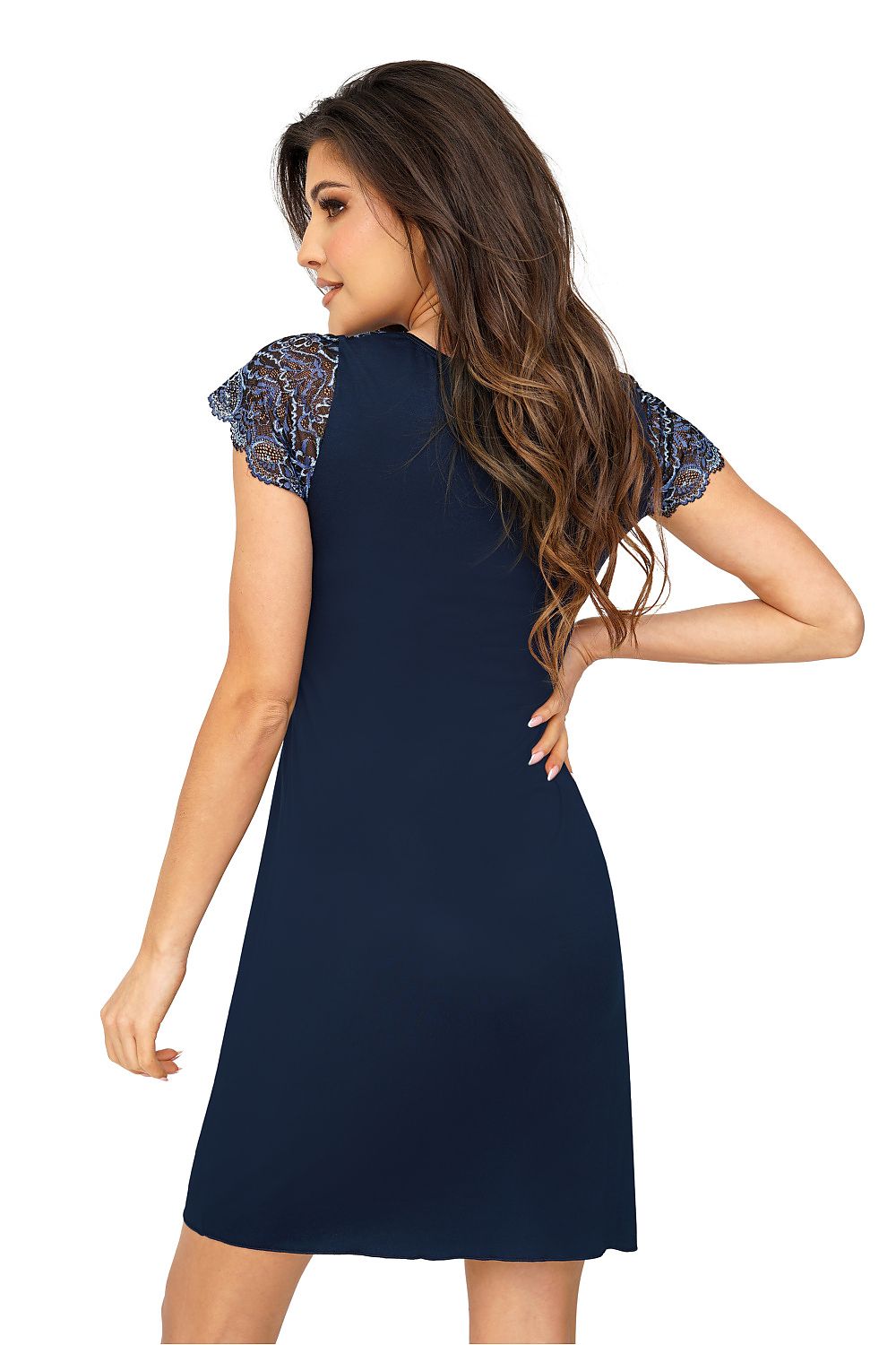 Elegant Viscose Nightshirt by Donna with Deep V-Neck and Lace Detailing – Luxurious Comfort