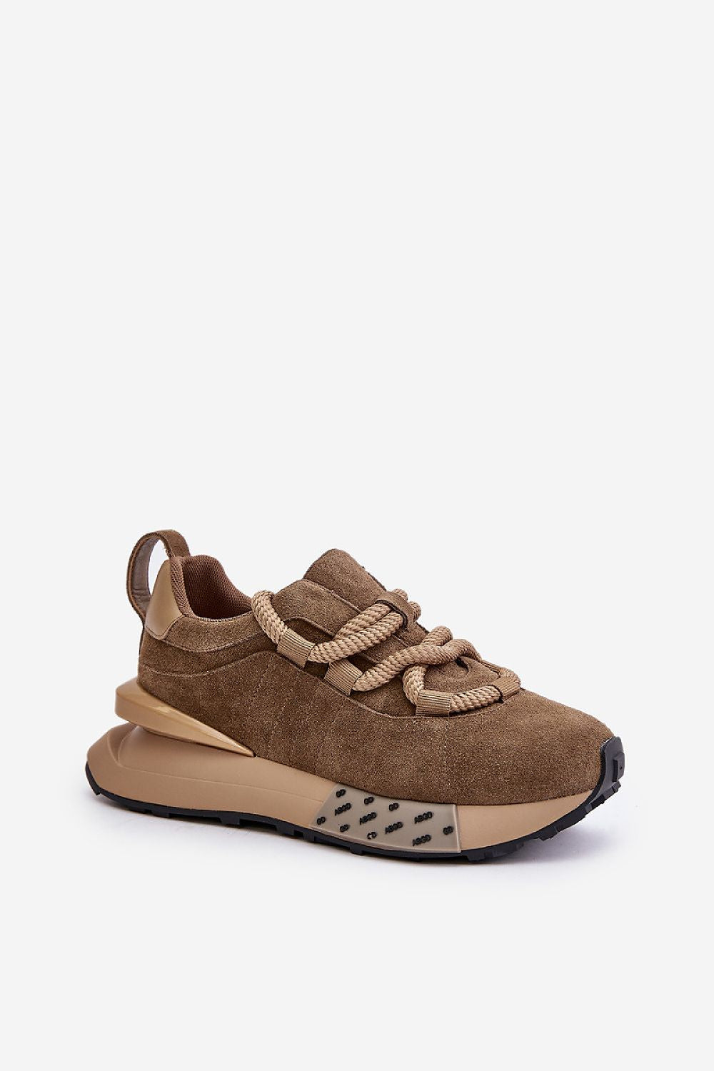 Luxury Women's Suede Sneakers with Platform and Thick Lacing - Comfortable Everyday Wear