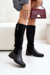 Elegant Women's Thigh-High Boots with Flat Heel, Warm Interior & Classic Design - Jezzi