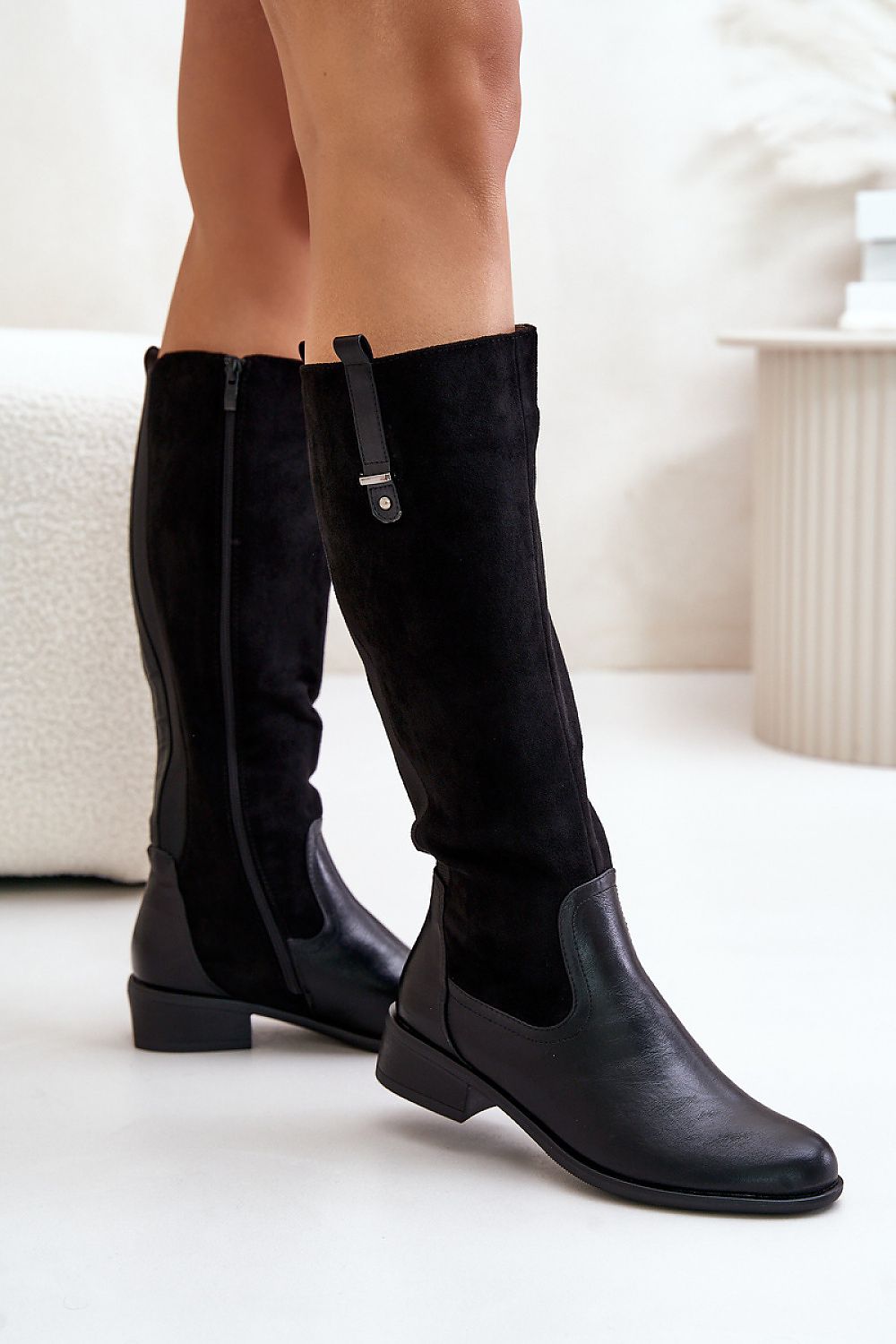 Elegant Women's Thigh-High Boots with Flat Heel, Warm Interior & Classic Design - Jezzi