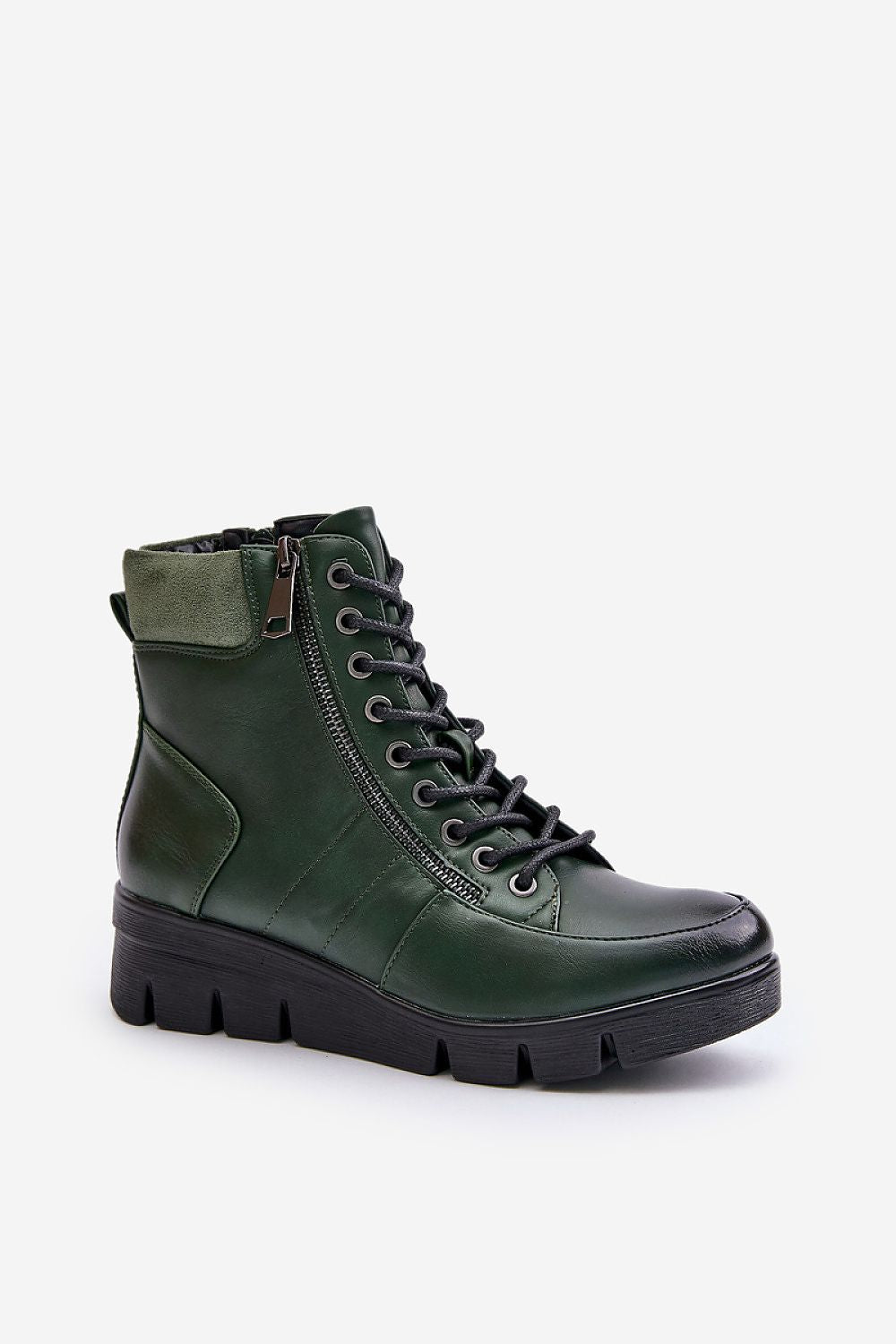 Eco Leather Women's Autumn-Winter Boots with Insulation, Platform and Zippered Design