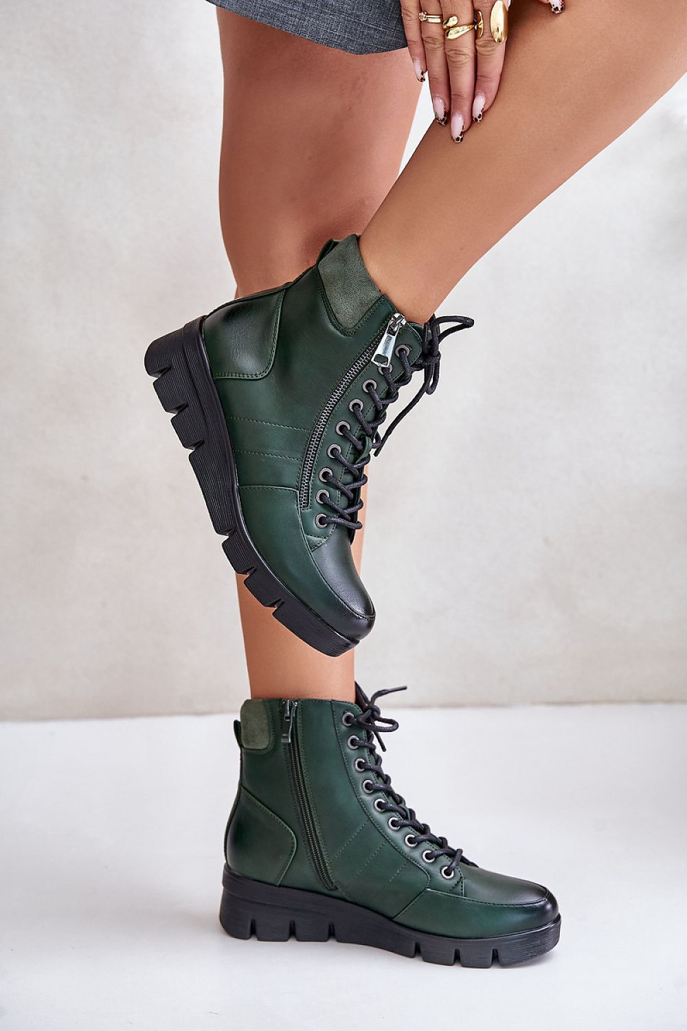 Eco Leather Women's Autumn-Winter Boots with Insulation, Platform and Zippered Design