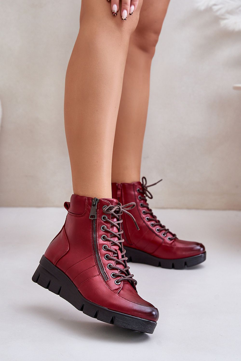 Eco Leather Women's Autumn-Winter Boots with Insulation, Platform and Zippered Design
